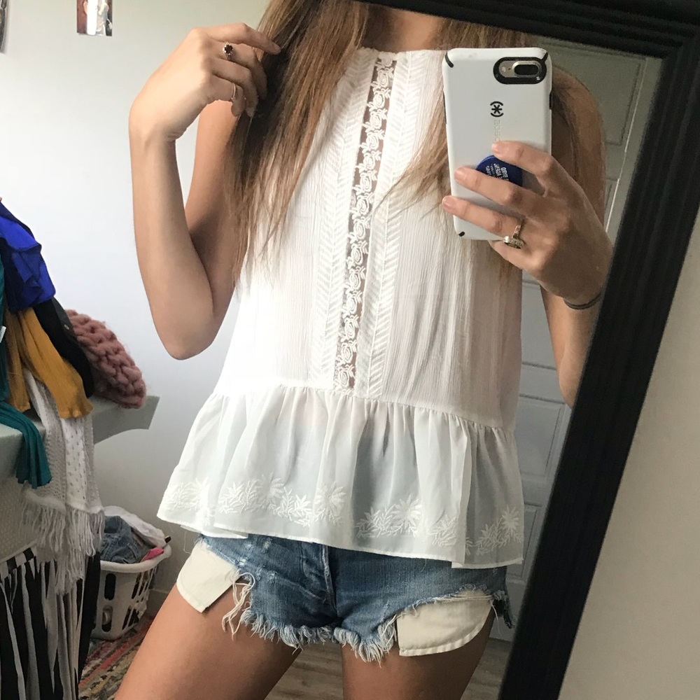 White peplum top